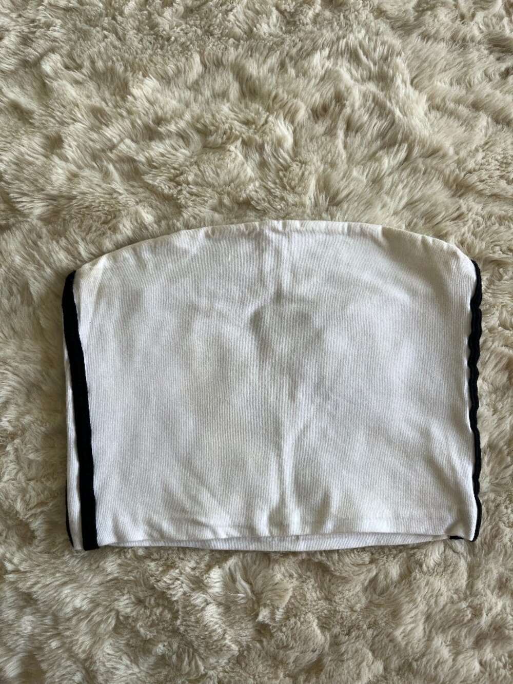 Brandy Melville White Black Trim Strapless Tube Top Size S